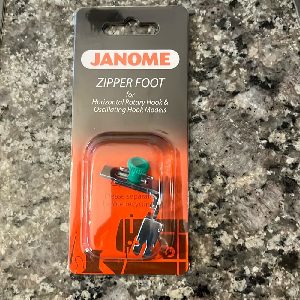 Janome Concealed Zipper Foot for horizontal rotary hook Models Part# 200-342-003